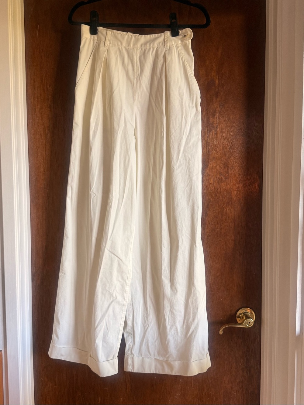 Doen Cream Wide-Leg High-Waist Trousers